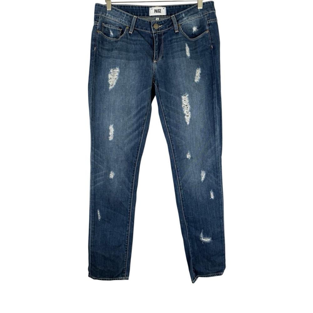 Paige Denim Jimmy Jimmy Skinny Riley Destruction Blue Jeans‎ Women's Size 28